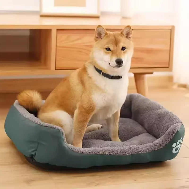 New, soft, and cozy fleece pet bed. Waterproof bottom. Suitable for small, medium & large pets. Keeps pets warm.