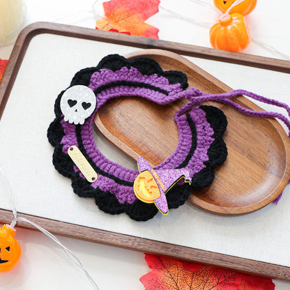 Pet Cat Dog Bandana with Halloween Elements Decorative Scarf for Pets, Halloween Pet Collar Accessory